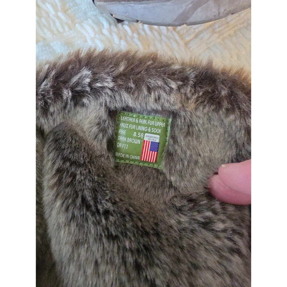 Earth Pike Suede Fur Ribbon Boots Sz 8.5